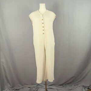 Chic Cream Button-Down Jumpsuit